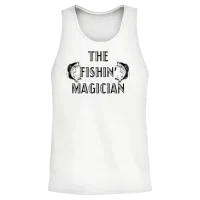 The Fishin Magician Funny Unisex Tank Top - White – 2