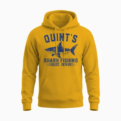 Vintage Quint's Shark Fishing 1974 Retro Fisher Birthday Unisex Hoodie - Gold