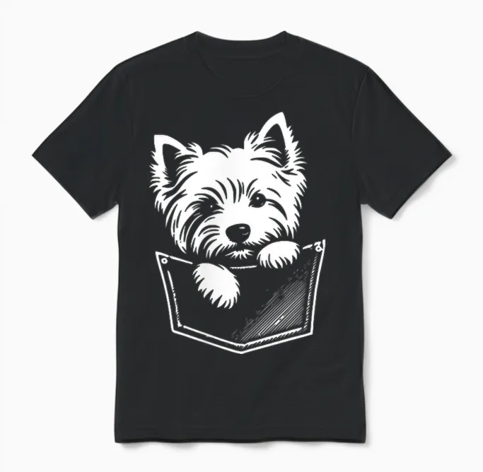 West Highland White Terrier Hund Späht Westie Design Unisex T-Shirt in Black