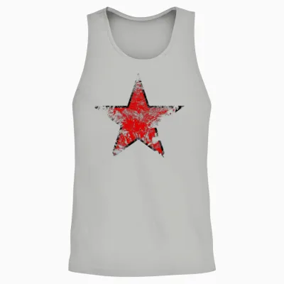Vintage Looking Red Star Unisex Tank Top - Ash