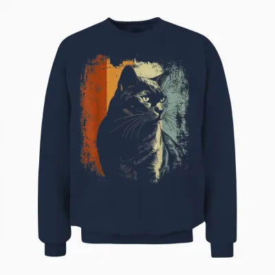 Chartreux Katze Retro Style Unisex Sweatshirt - Navy