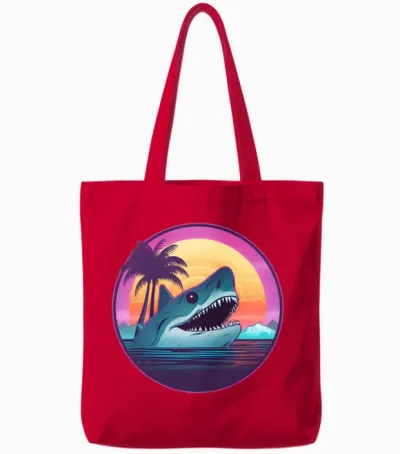 Shark Lovers Retro Style Tote Bags - Red