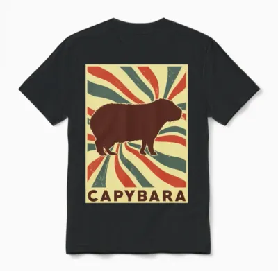 Capybara Retro Vintage Unisex T-Shirt - Black