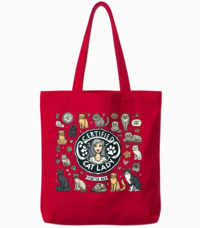 Certified Cat Lady Starter Pack Tote Bags - Red
