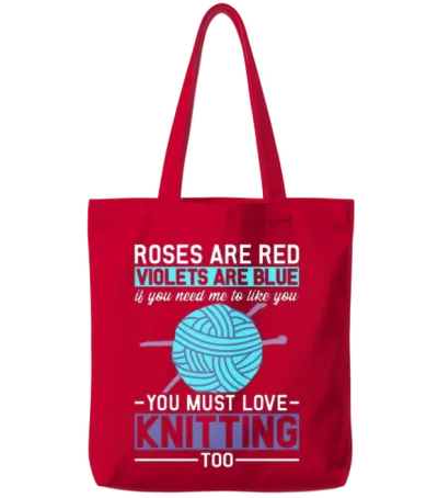Funny Knit Lover Knitting Knitter Tote Bags - Red