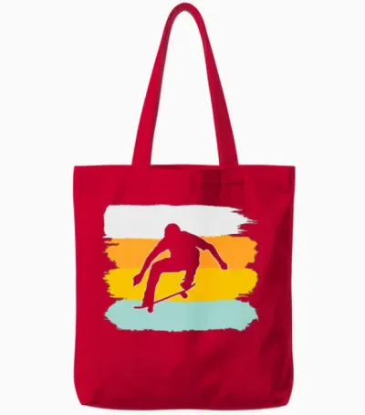 Skating Retro Tote Bags - Red