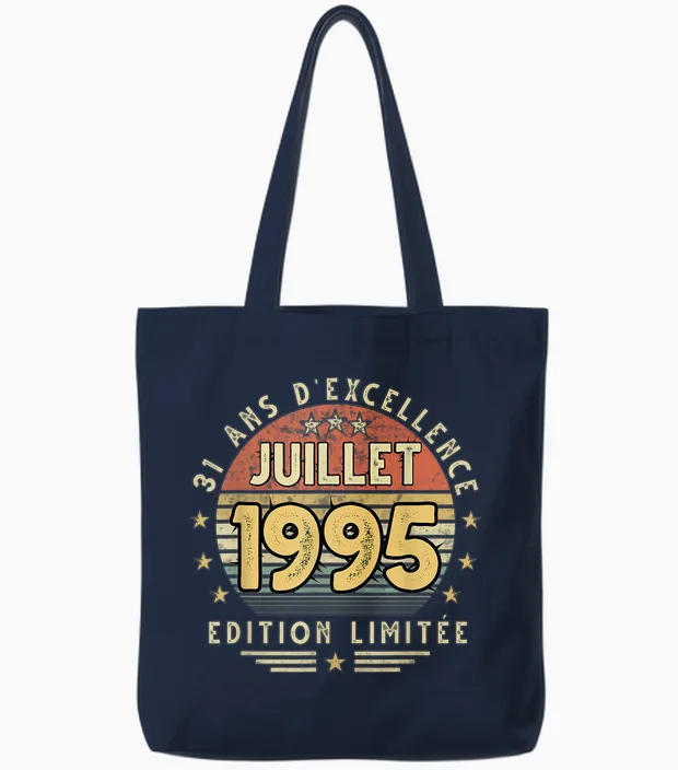 Juillet 1995 Cadeau Anniversaire Juillet 1995 31 Ans Homme Tote Bags in Navy