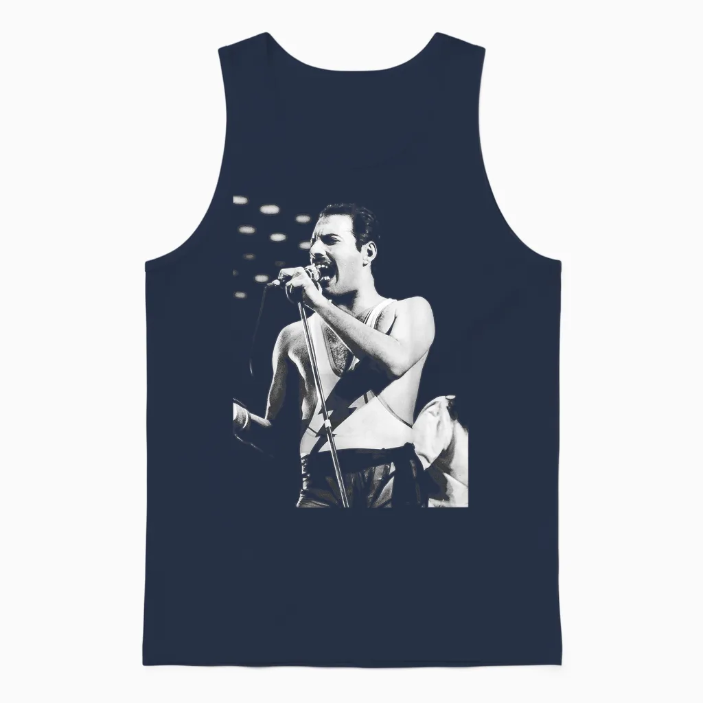 Freddie Mercury Du Groupe Queen Live the Works Tournée 1984 Unisex Tank Top in Navy