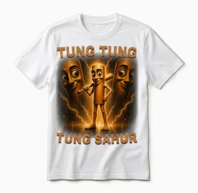 Tung Tung Tung Sahur Is Calling Italian Brainrot Meme Kid Unisex T-Shirt - White
