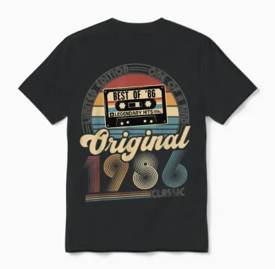 Original 1986 Vintage Birthday 40 Years for Men Women Unisex T-Shirt - Black