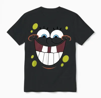 Spongebob Squarepants Kinder Unisex-Erwachsene Und Kinder T-Shirt Cartoon-Novelty, Spongebob Smile Face Gelb Small Kurzarm Klassisch Sommer 1 Count 0 Taschen Dehnbar Cartoon-Muster, Leuchtendes Gelb Unisex T-Shirt - Black