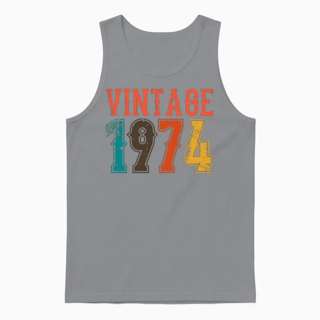 1974 Born Birthday Dad Vintage 1974 Unisex Tank Top in Sport Grey