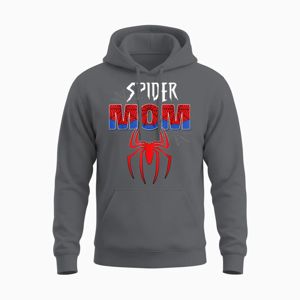 Women Spider Mom Mother's Day Matching Family Birthday Unisex Hoodie in Charcoal