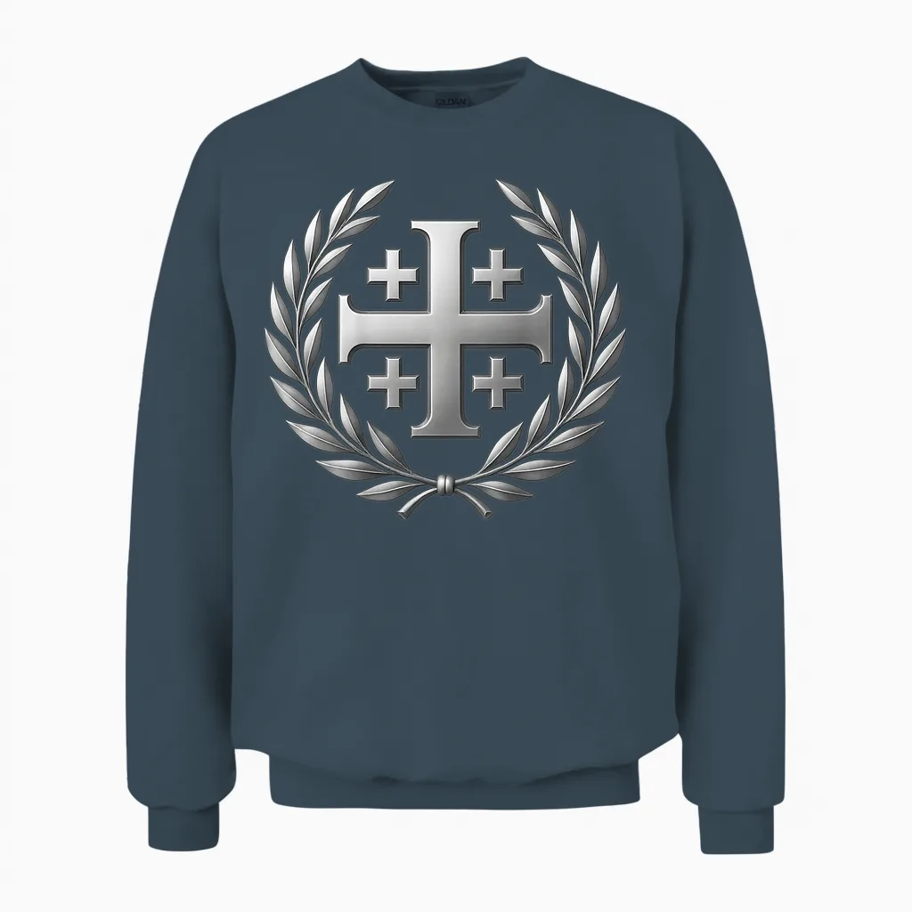 Croix De Jérusalem - Chrétien Catholique Unisex Sweatshirt in Dark Heather