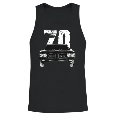 1970 Pontiac Gto Front Grill View with Year Unisex Tank Top - Black