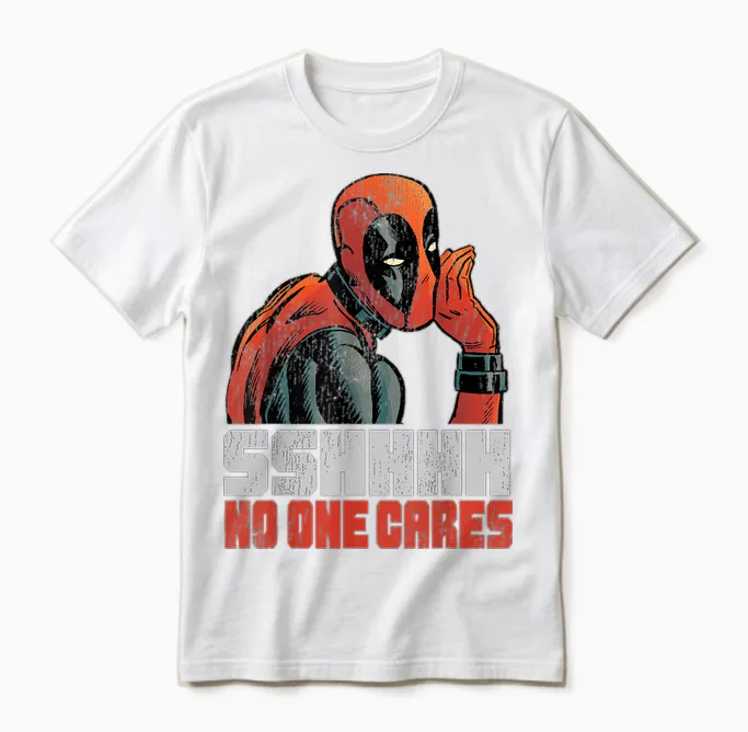 Marvel Deadpool Sshhhh No One Cares Whisper Unisex T-Shirt in White