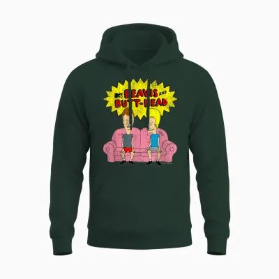 Beavis and Butt-Head T-Shirt Damen Schwarz Cartoon Classic V-Neck Short Sleeve T-Shirt S Eu Klein Regular Unisex Hoodie - Forest