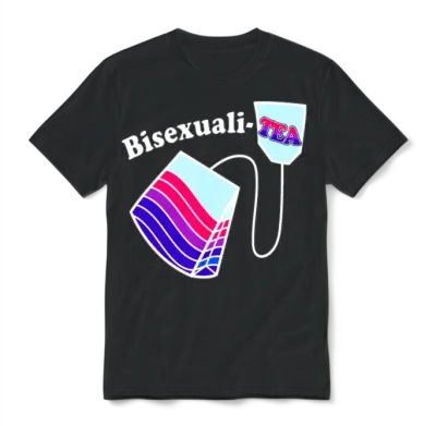 Bisexualitea Funny Bisexual Tea Bag Bi Pride Color Unisex T-Shirt - Black