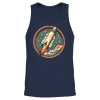 Retro Rocket Unisex Tank Top - Navy – 2