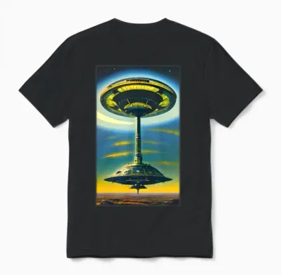 Ufo Retro Visitors Unisex T-Shirt - Black