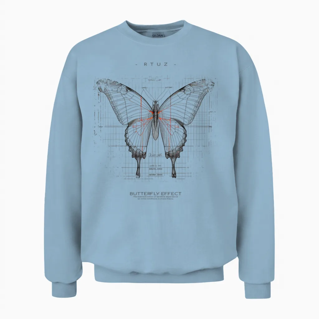 Butterfly Effect T-Shirt, Black Unisex Sweatshirt in Light Blue