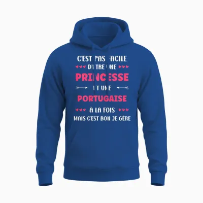 Origin Super Portuguese Humor Girl Princess Portuguese T-Shirt, Black, Female X-Small Unisex Hoodie - Royal