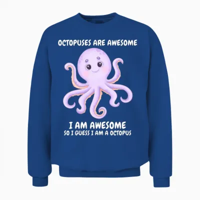 Cute Smiling Lila Octopus Unisex Sweatshirt - Royal