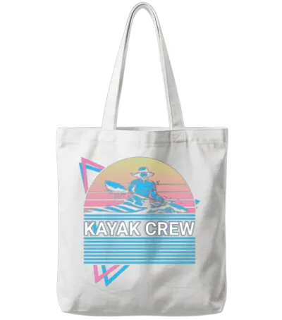 Kayak Kayaking Retro Tote Bags - White