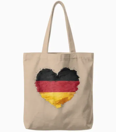 Deutsch Banner Fan Deutschland Flagge Herzform Kunst Tote Bags - Natural