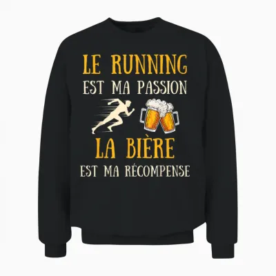 Running Beer Man Humour Running Gift Idea Vintage T-Shirt, Black, S Unisex Sweatshirt - Black