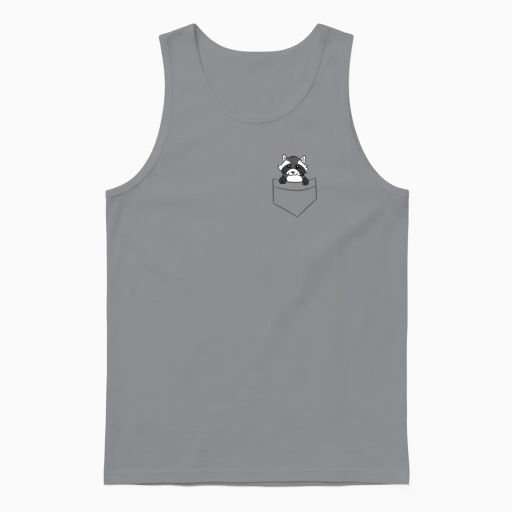 Raccoon - in Breast Pocket / Shirt Pocket Unisex Tank Top in Sport Grey