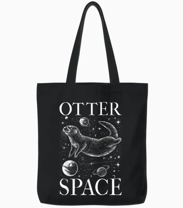 Otter Lover I'm from Otter Space Lustiges Sea Otter Wortspiel Tote Bags in Black