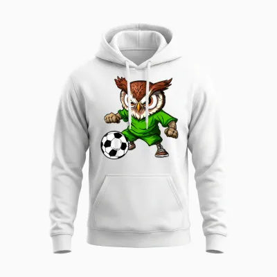 Fussball Eule Unisex Hoodie - White