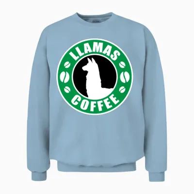 Llamas and Coffee Humour Funny Llamas Coffee Gift Unisex Sweatshirt - Light Blue