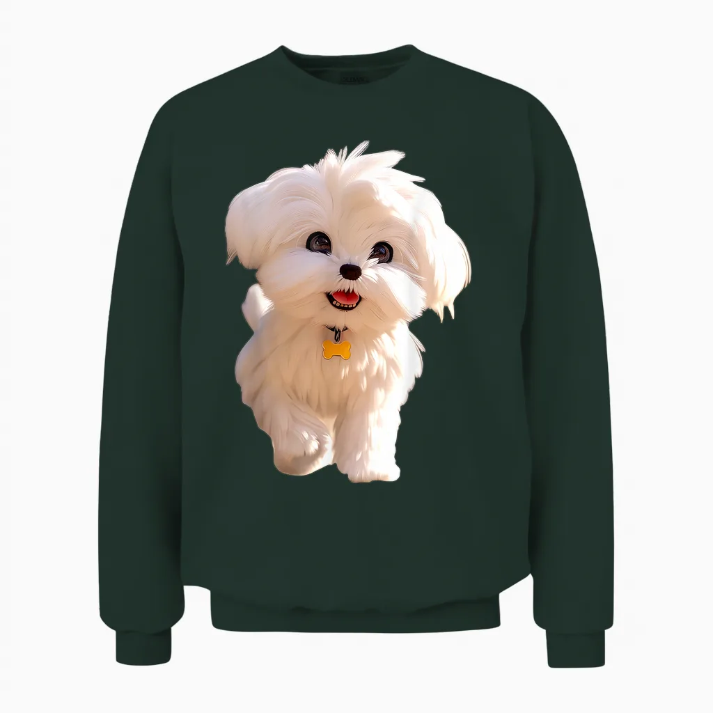 Malteser Kleiner Maltese Hund Hunde Liebe Süßer Malteser Unisex Sweatshirt in Forest
