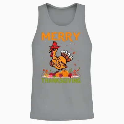 Merry Thanksgiving Turkey Food Thankful Family Day Unisex Tank Top - Sport Grey