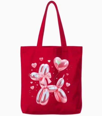 Ballon D'artiste En Forme De Chien Tote Bags - Red