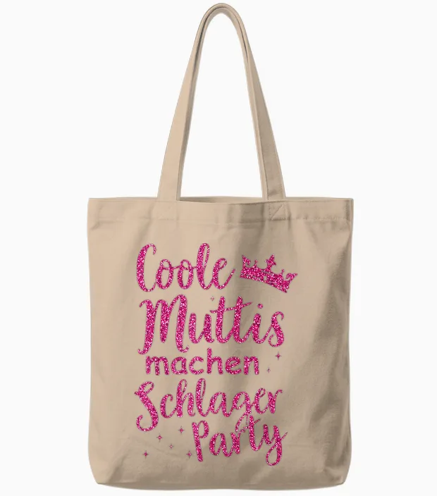Schlager Music Costume Schlagerfan Schlager Music Party Girls T-Shirt, Black Tote Bags in Natural