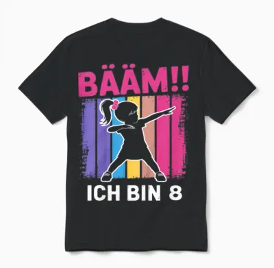 Bääm Ich Bin 8 Dabbing Mädchen 8. Geburtstag Unisex T-Shirt - Black