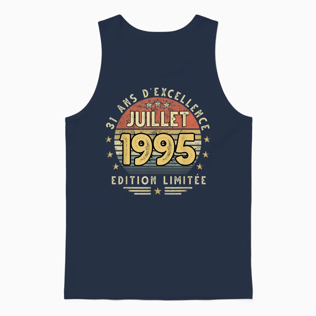 Juillet 1995 Cadeau Anniversaire Juillet 1995 31 Ans Homme Unisex Tank Top in Navy