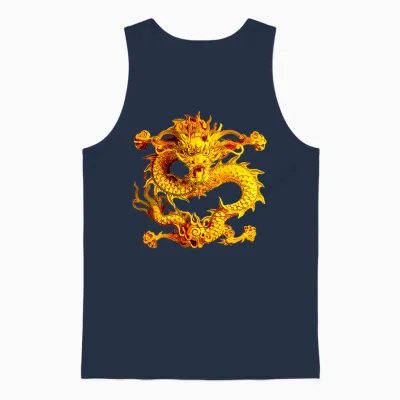Silhouette Intrépide Du Dragon Chinois Doré T-Shirt Haut De Gamme Unisex Tank Top - Navy
