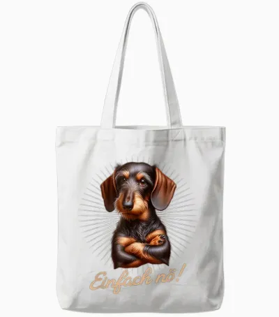T-Shirt with German Text "einfach Nö! Nein!" Dachshund Teckel T-Shirt, Black Tote Bags - White
