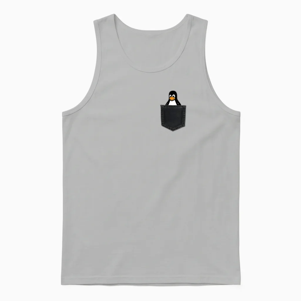 Linux Tux in a Pocket Penguin in Chest Pocket Admin Unisex Tank Top in Ash