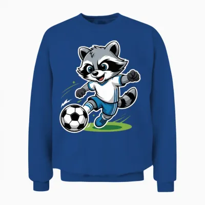 Raccoon Soccer Player Illustration Unisex Sweatshirt - Royal
