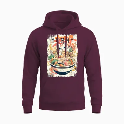 Ramen Nudeln Katze Japan Y2k Kawaii Retro Katzen Manga Anime Unisex Hoodie - Maroon