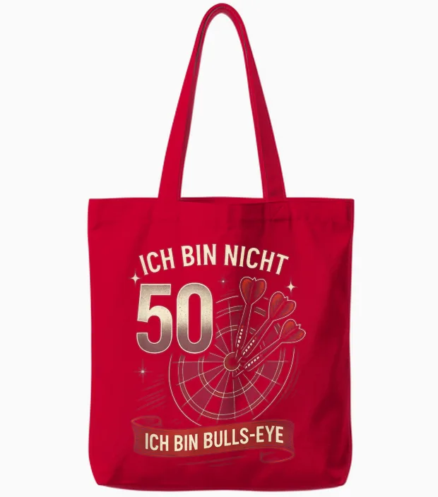 Ich Bin Nicht 50, Ich Bin Bulls-Eye - Dart Tote Bags in Red