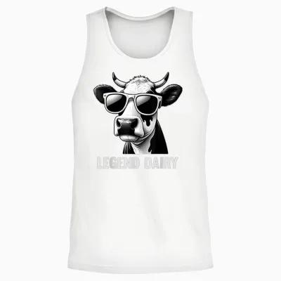 Legend Dairy Funny Farmer Cow Farmer Pun Graphic Unisex Tank Top - White