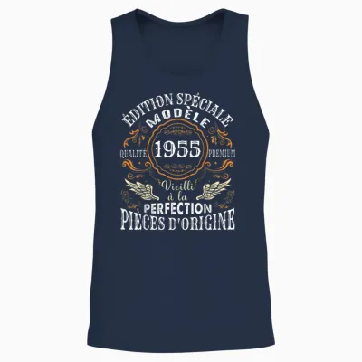 Birthday 69 Years Man Woman Humour 1955 T-Shirt, Black Unisex Tank Top - Navy