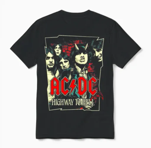 Ac/dc Logo and Band Highway to Hell Album Unisex T-Shirt in Black