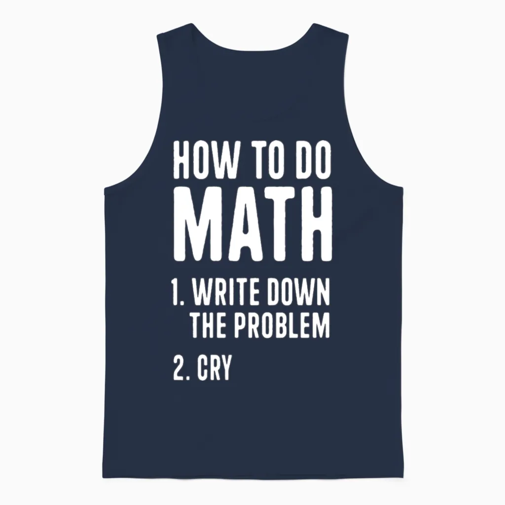 Funny Math Unisex Tank Top in Navy